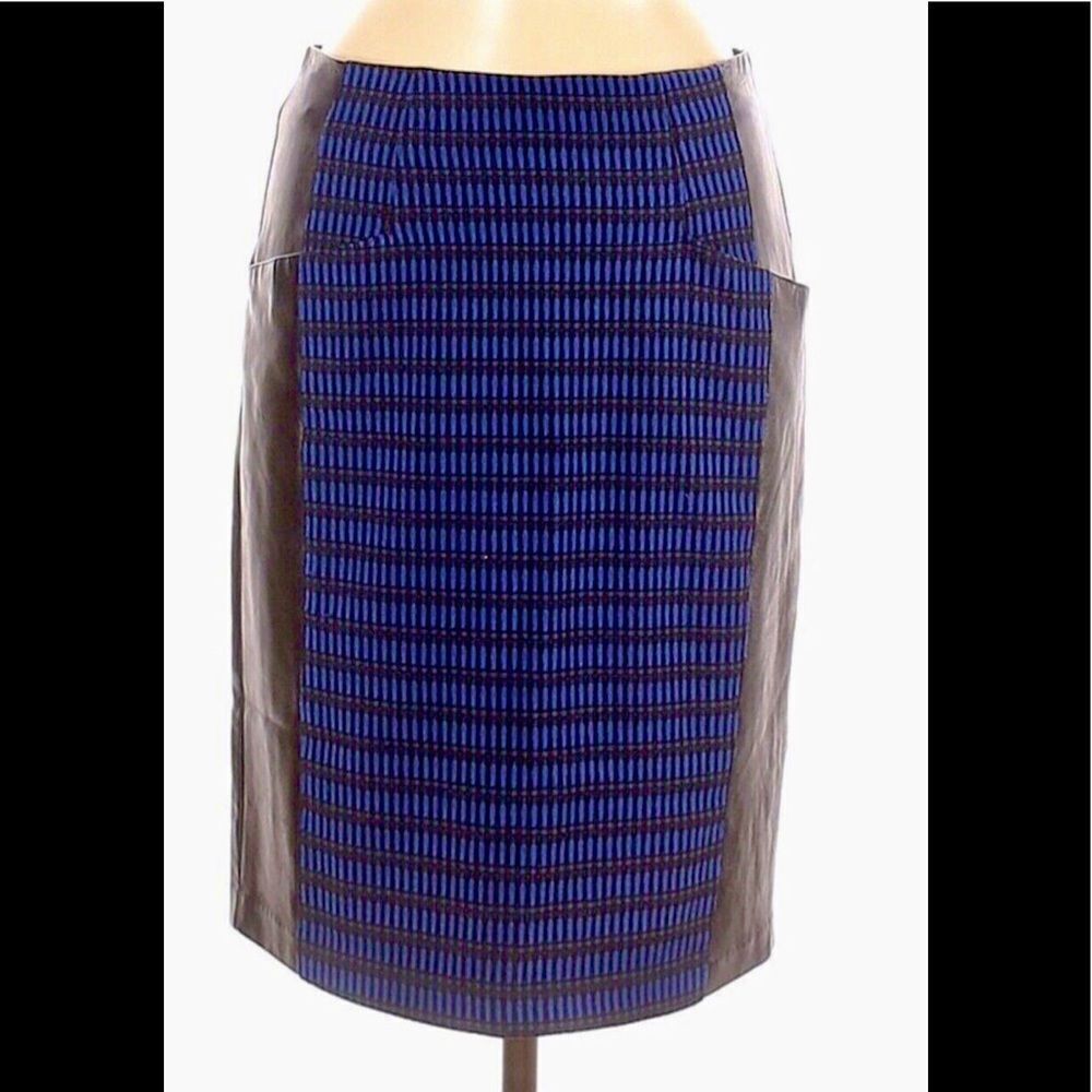 Nanette Lepore  leather and wool pencil skirt